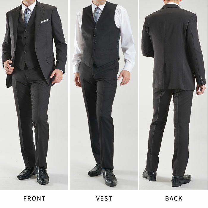 スリーピーススーツ メンズ ビジネス 洗えるスーツ スリム 標準体 2つ