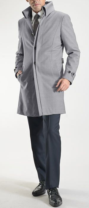 Sサイズ限定】コート メンズ ビジネス 襟高 ウール混ラミネート