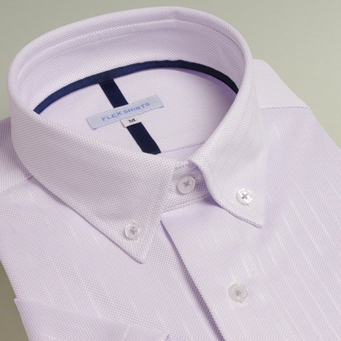 Ｆ：ボタンダウン・ラベンダーストライプ（パイピング）