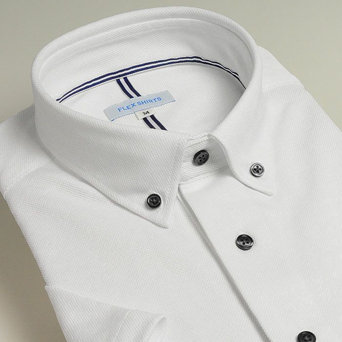 Ａ：ボタンダウン・ホワイト千鳥（リボンテープ）